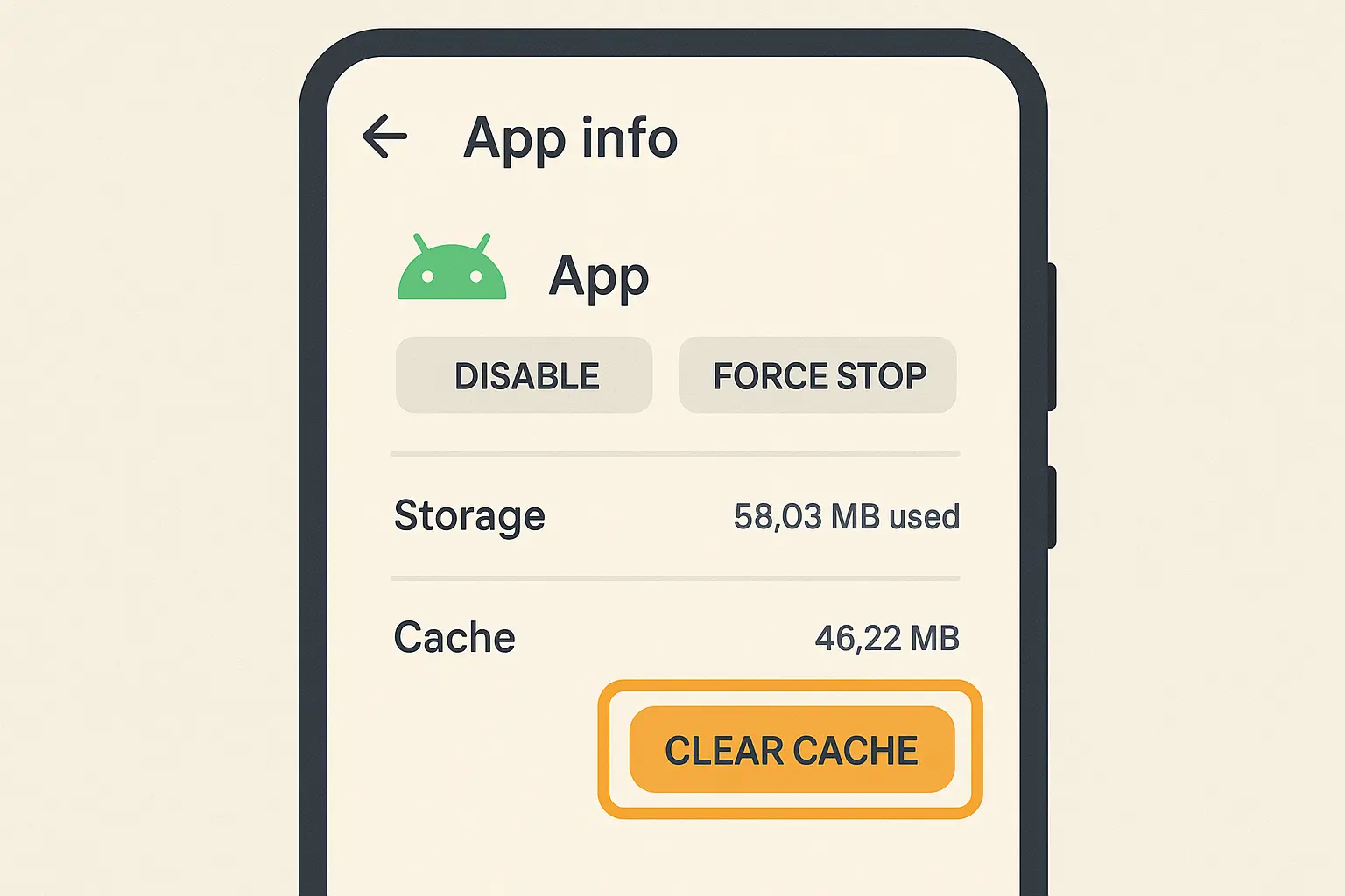 Individual app cache clearing Android