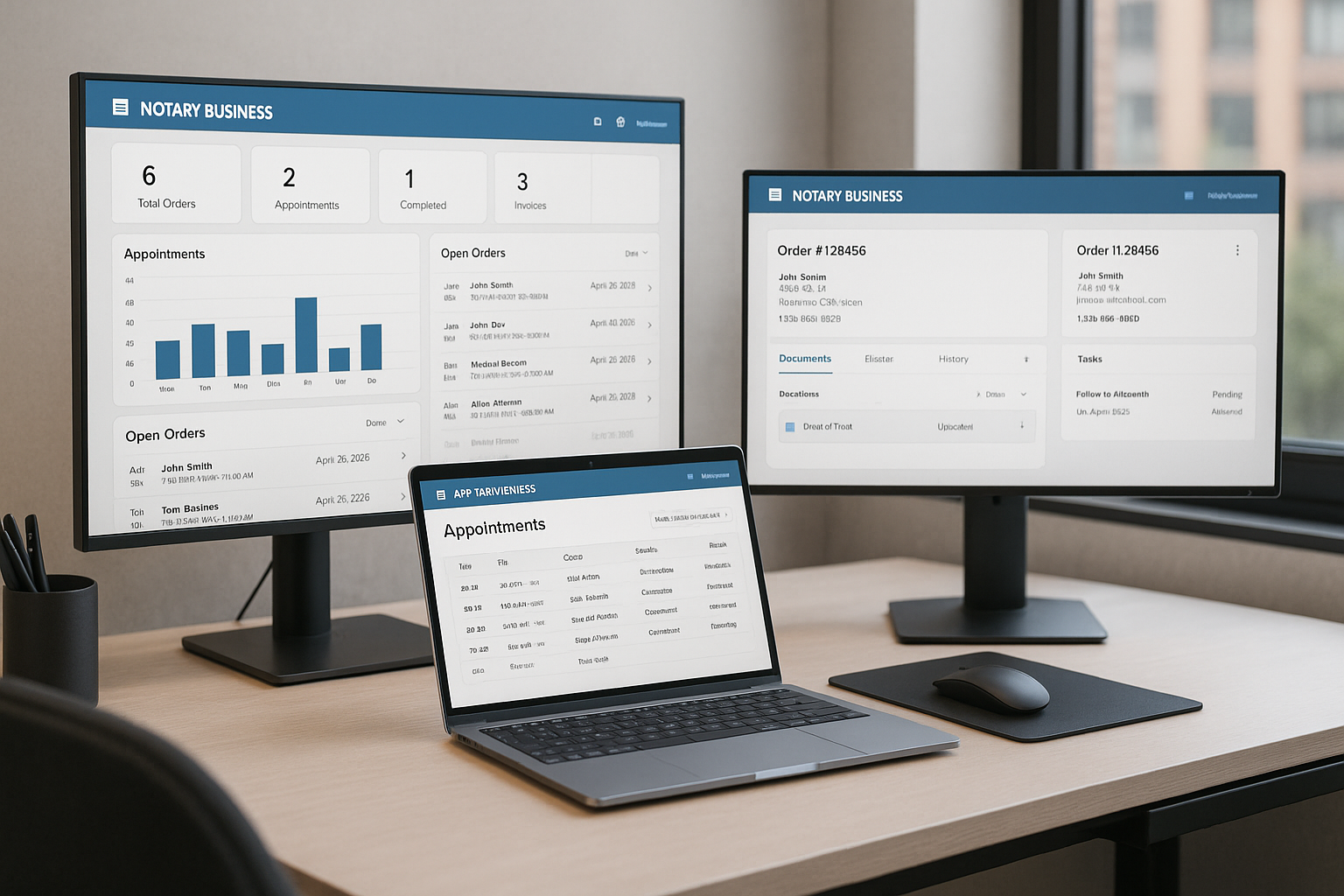Client management systems for notaries