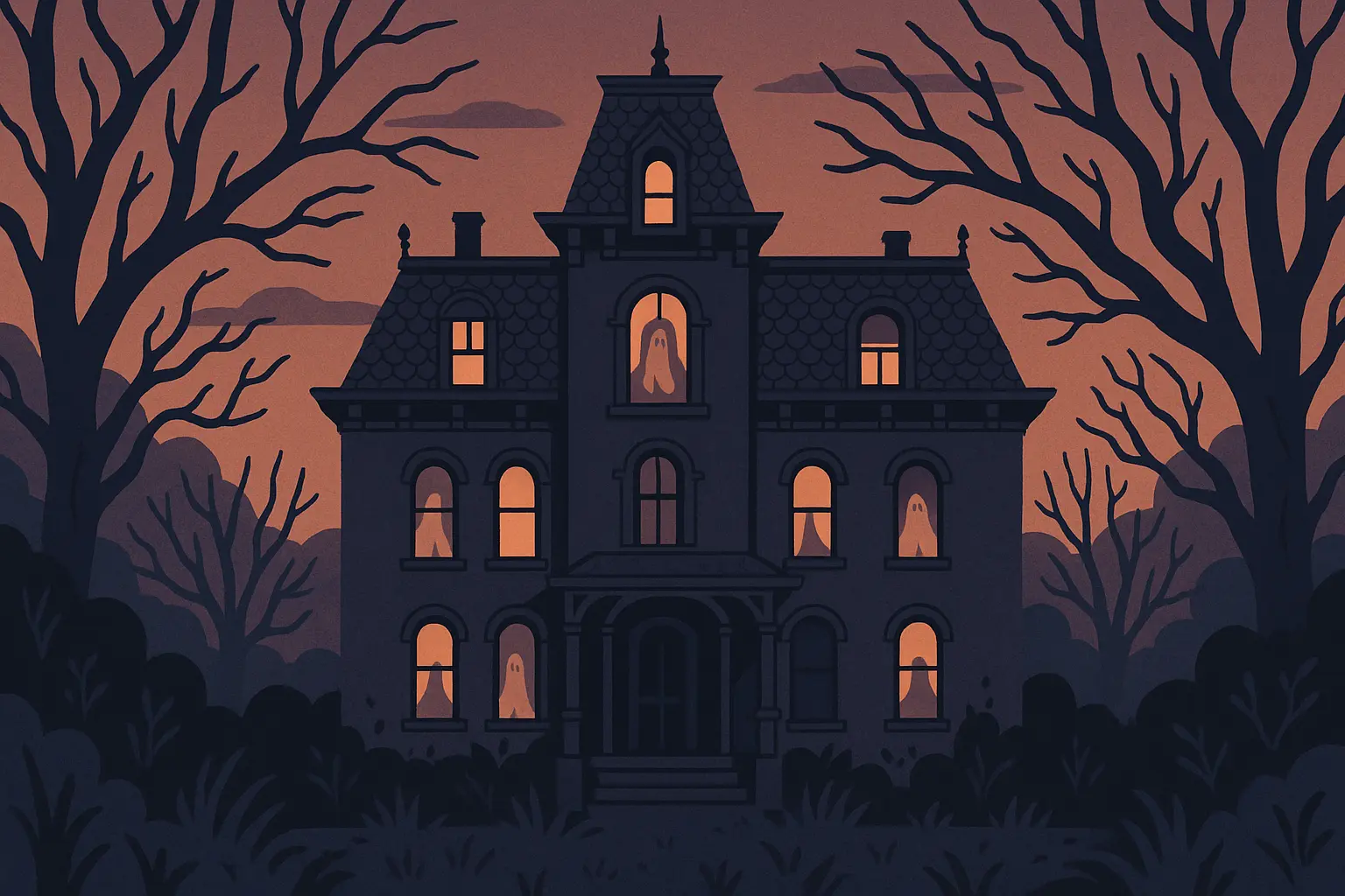 Gothic mansion with supernatural atmosphere