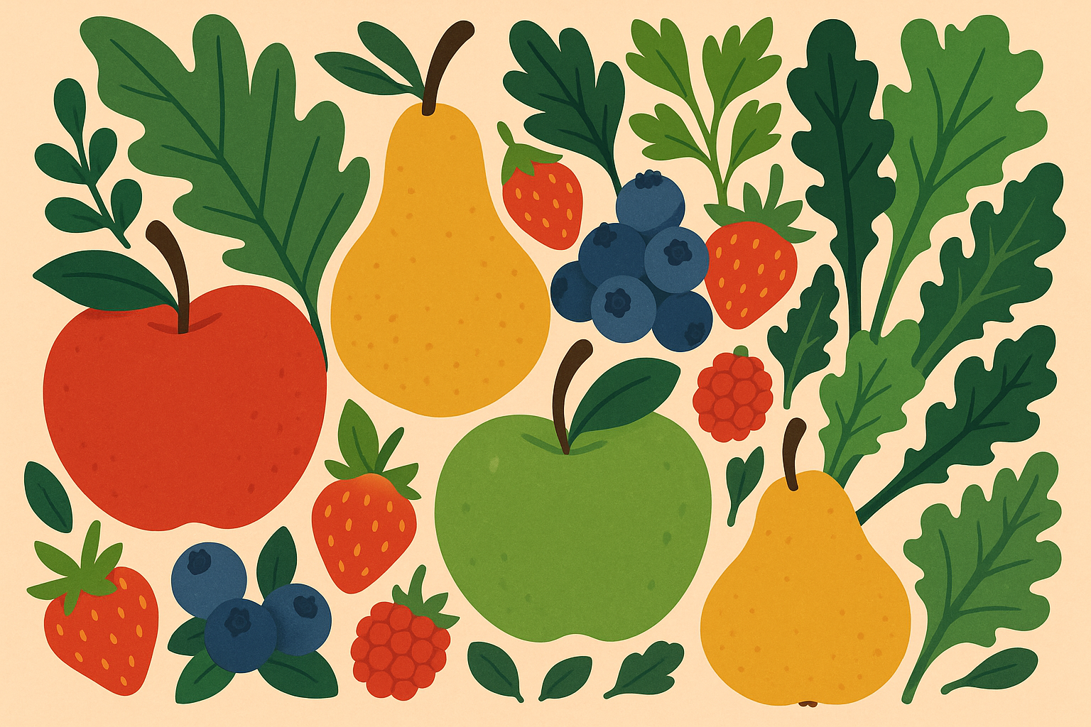 Fresh fruits and vegetables high in fiber