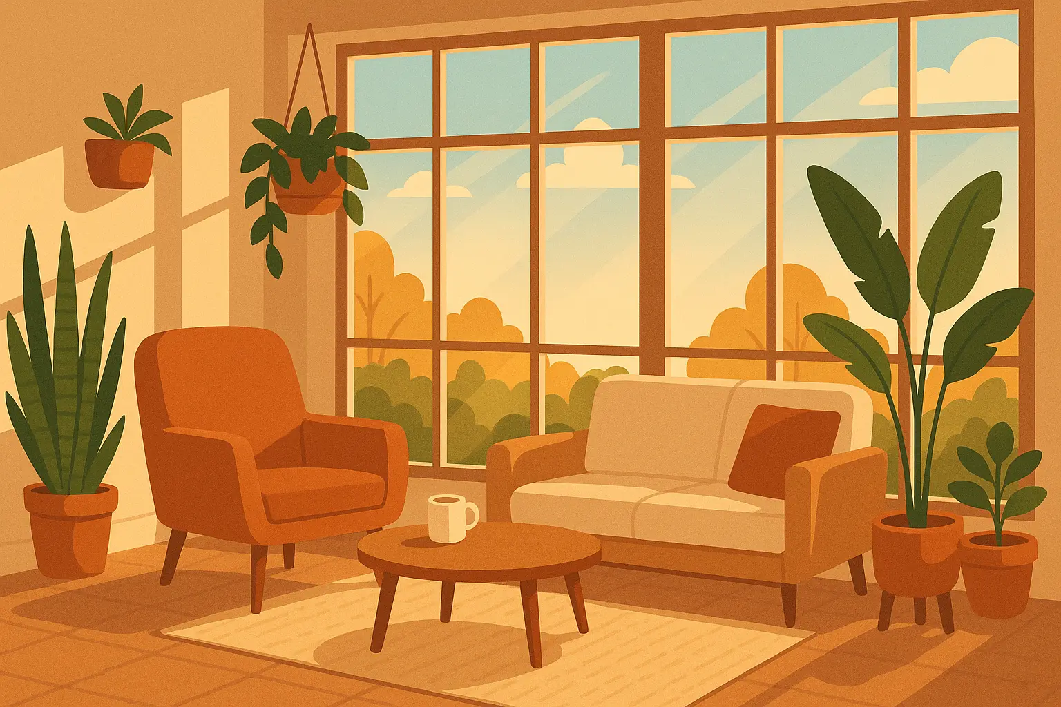 Cozy small sunroom with comfortable seating