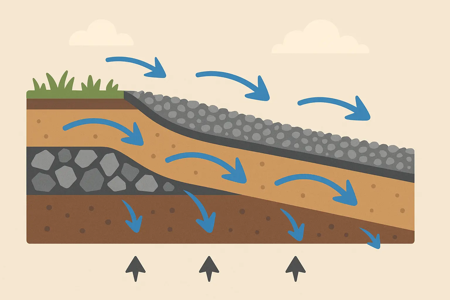 Gravel driveway drainage system planning