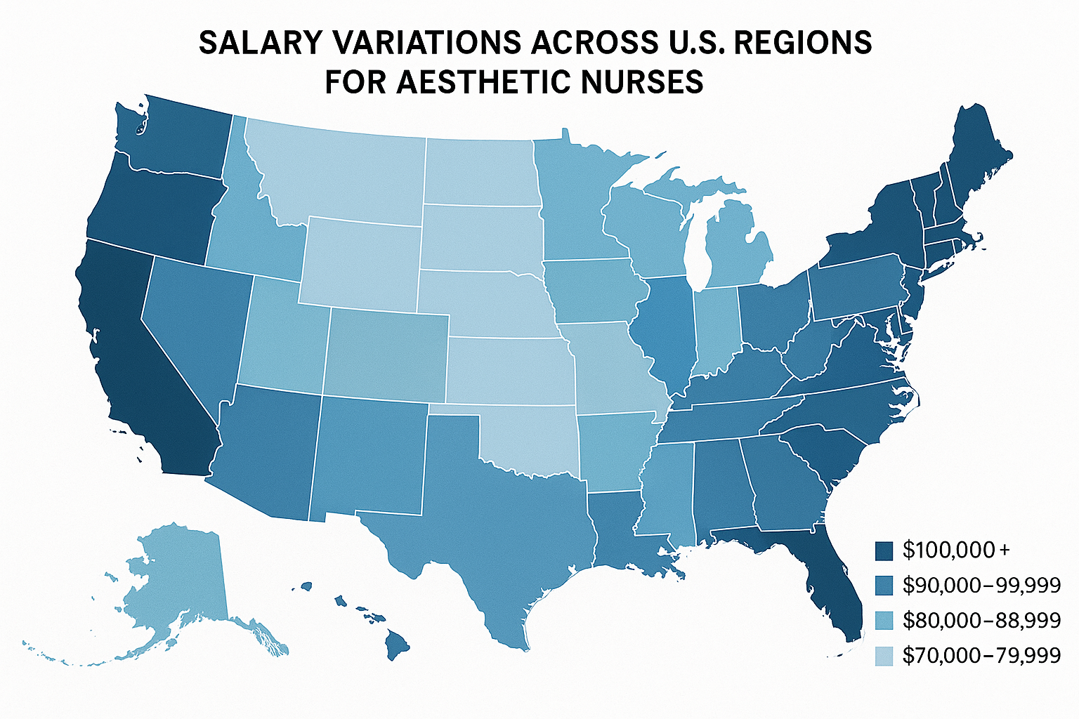 Geographic salary distribution map for botox injectors