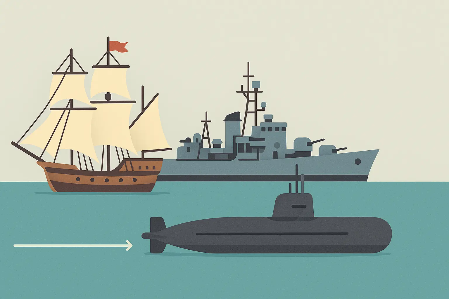 Historical naval battle scene with ships