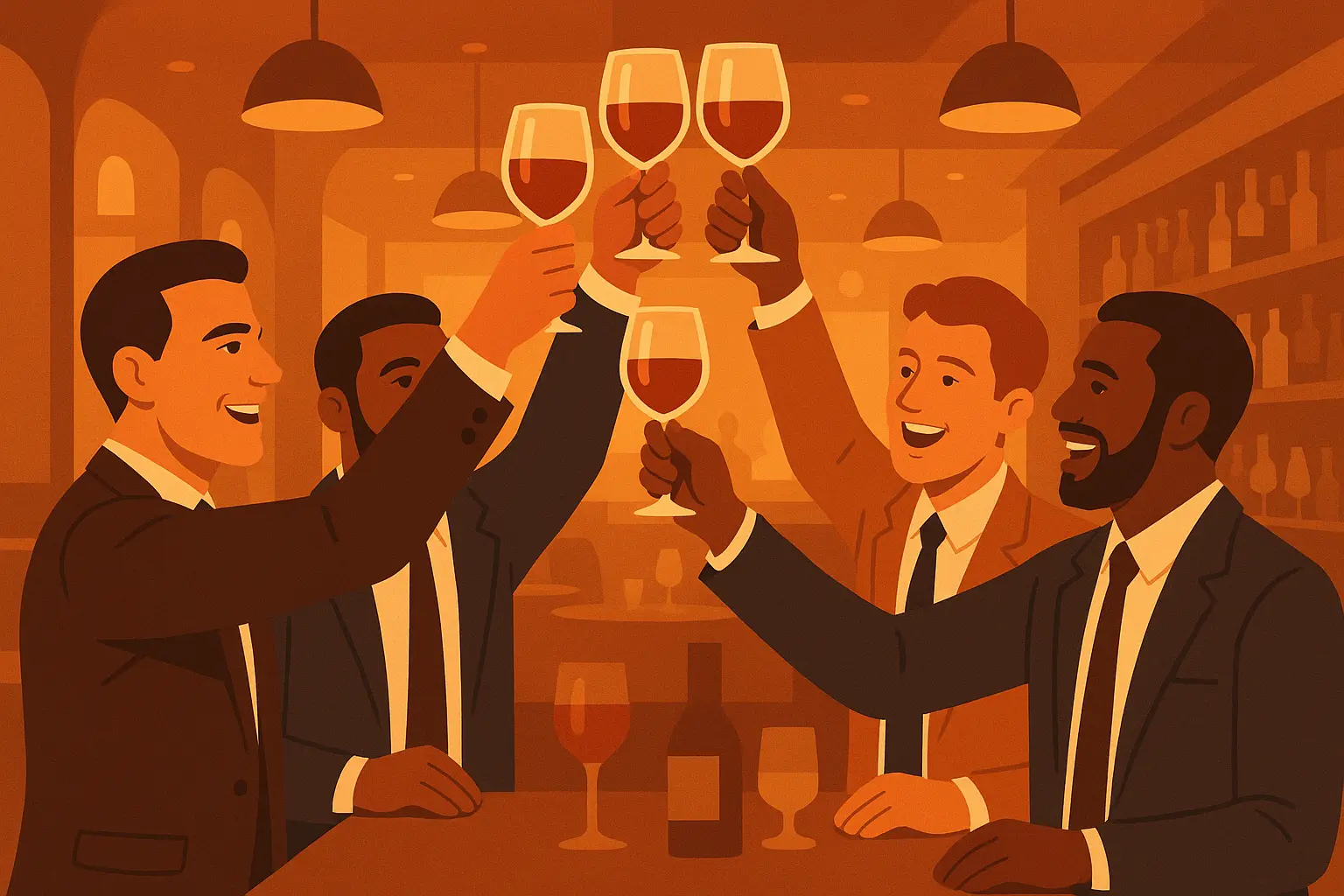 Bachelor party celebration with toasts and festivities