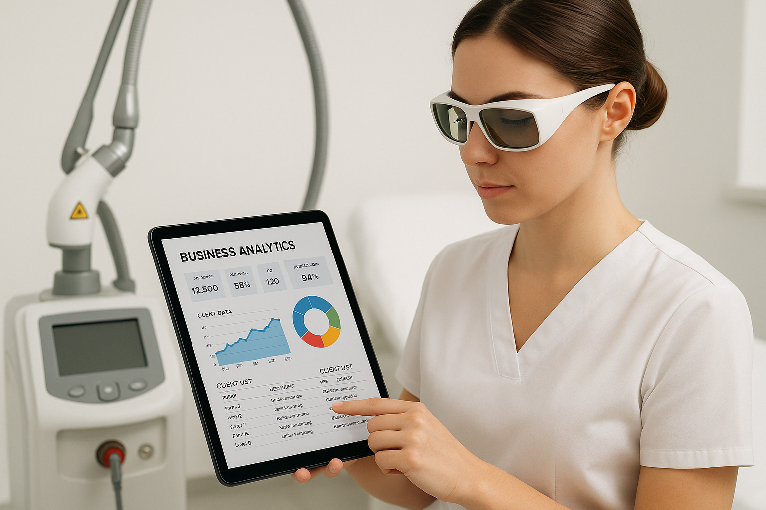 Laser business owner managing operations