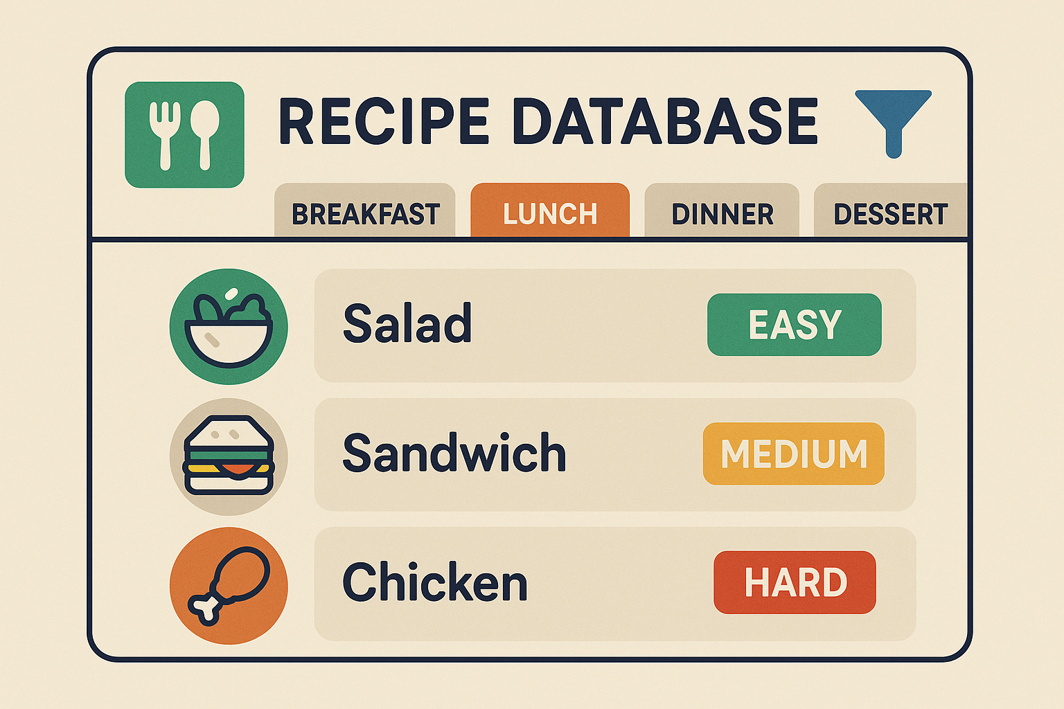 Adaptive keto recipe database system