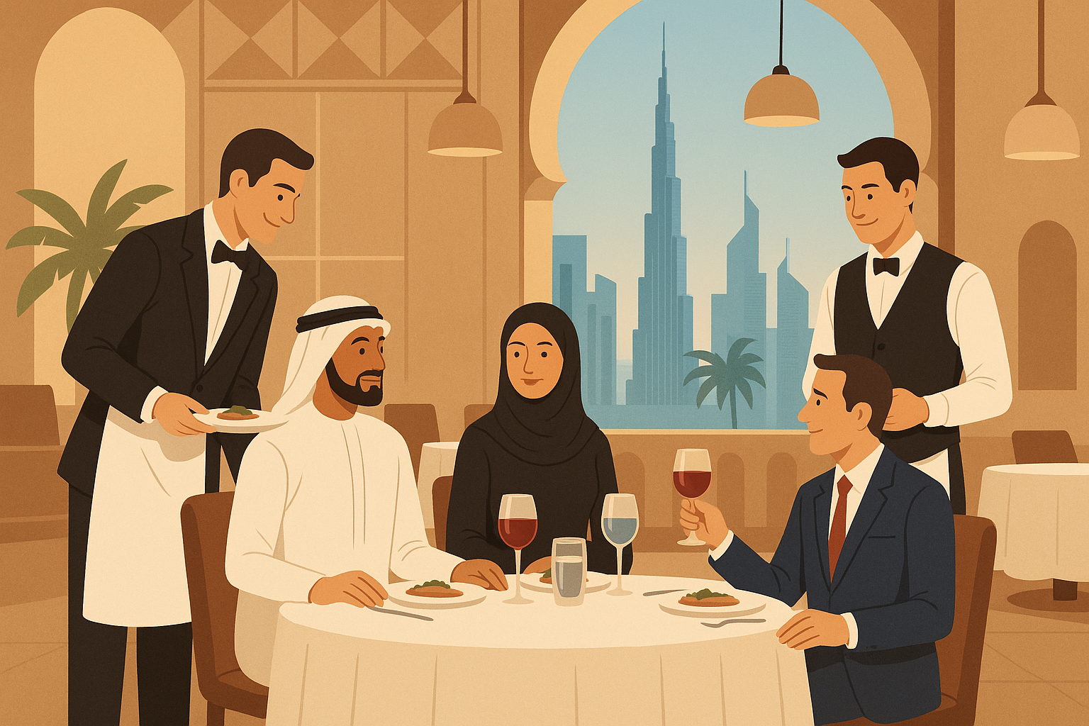 Luxury five-star hotel restaurant service in Dubai