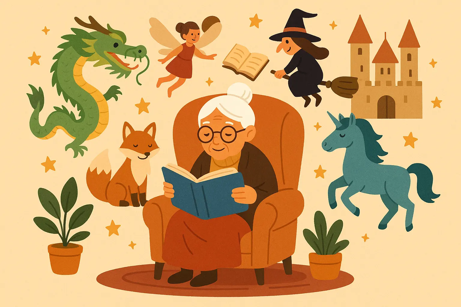 Ancient storytelling scene with diverse cultural elements