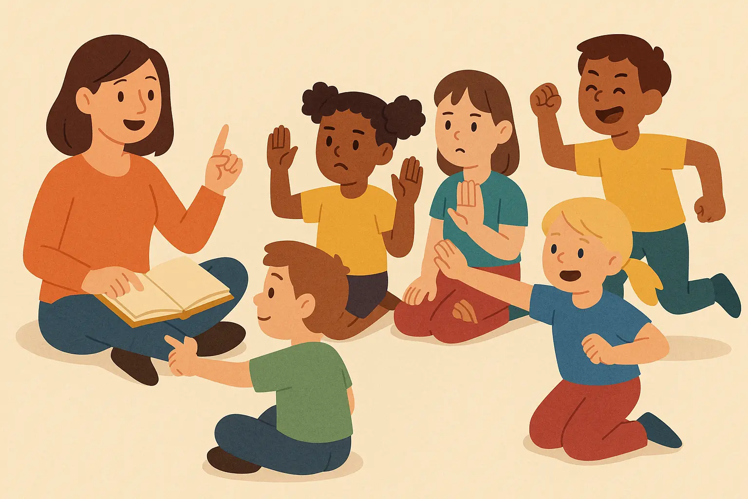 Interactive story time with children participating