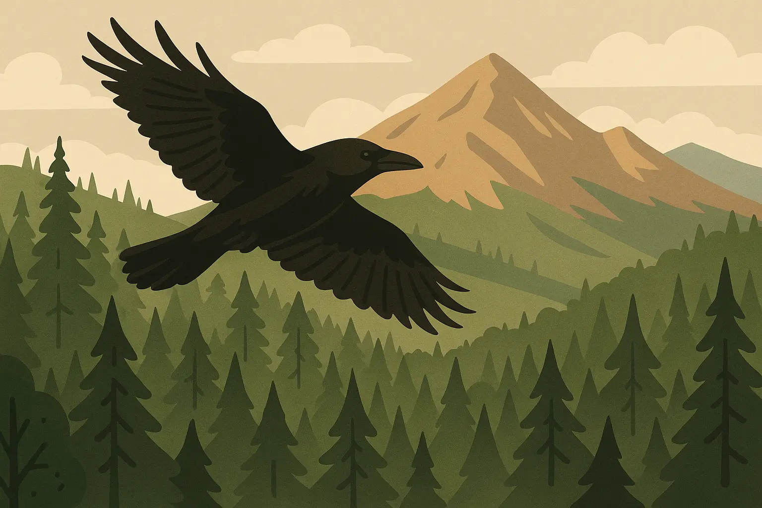 Environmental raven tattoo with nature elements