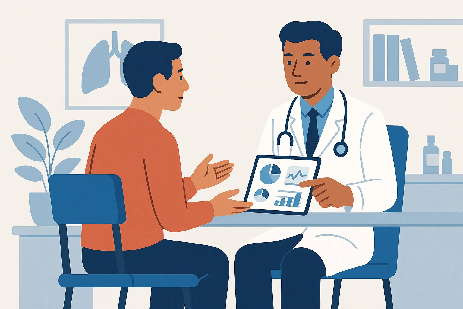 Doctor discussing menopause calculator results with patient