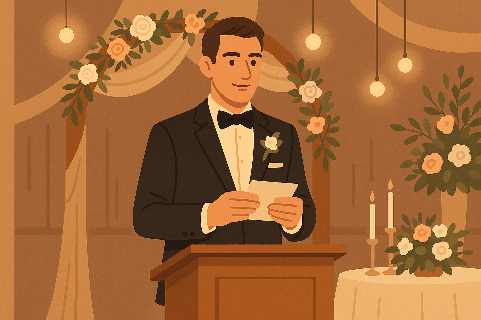 Best man giving speech at wedding reception