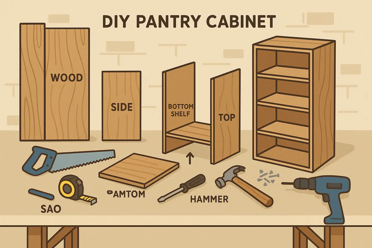 DIY kitchen pantry cabinet construction process
