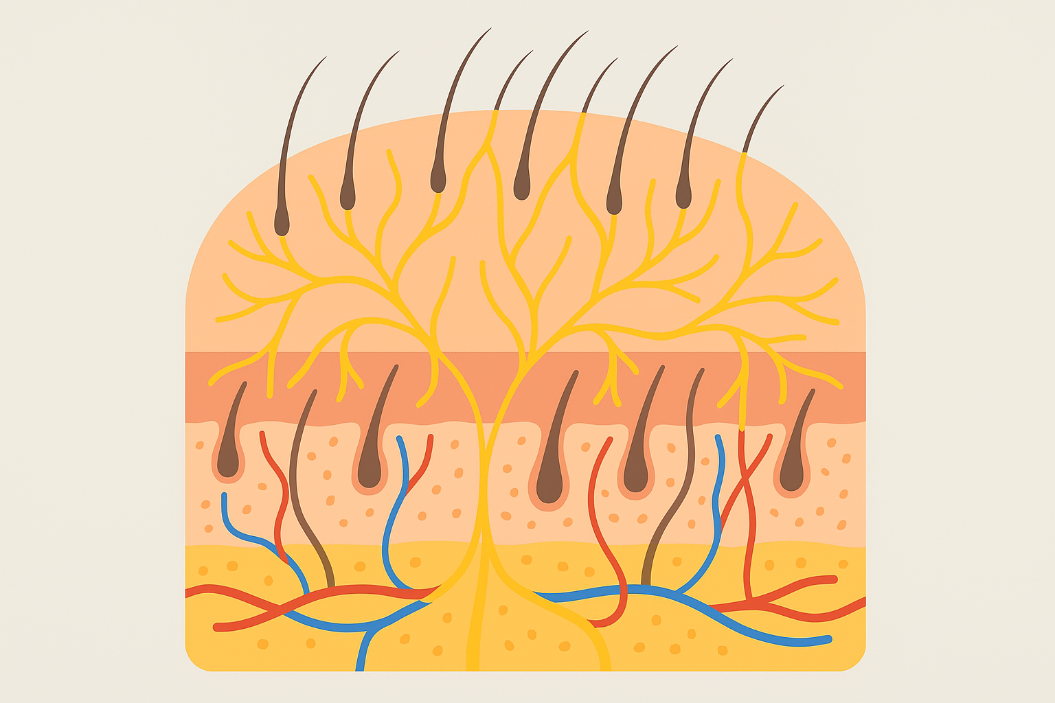 Nervous system network in scalp tissue