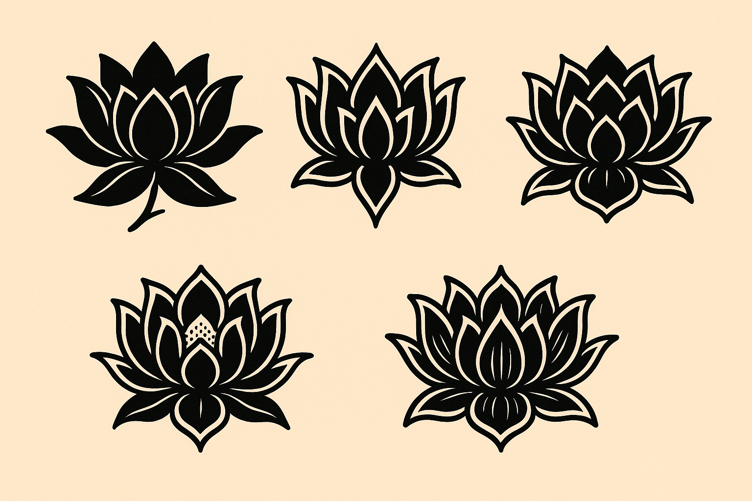 Traditional black lotus tattoo designs