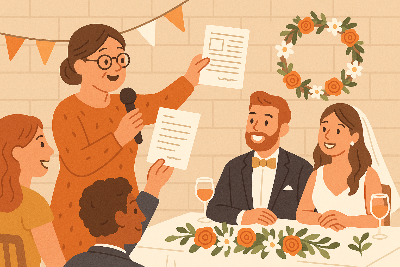 Mother of the groom considering speech style options at wedding planning session