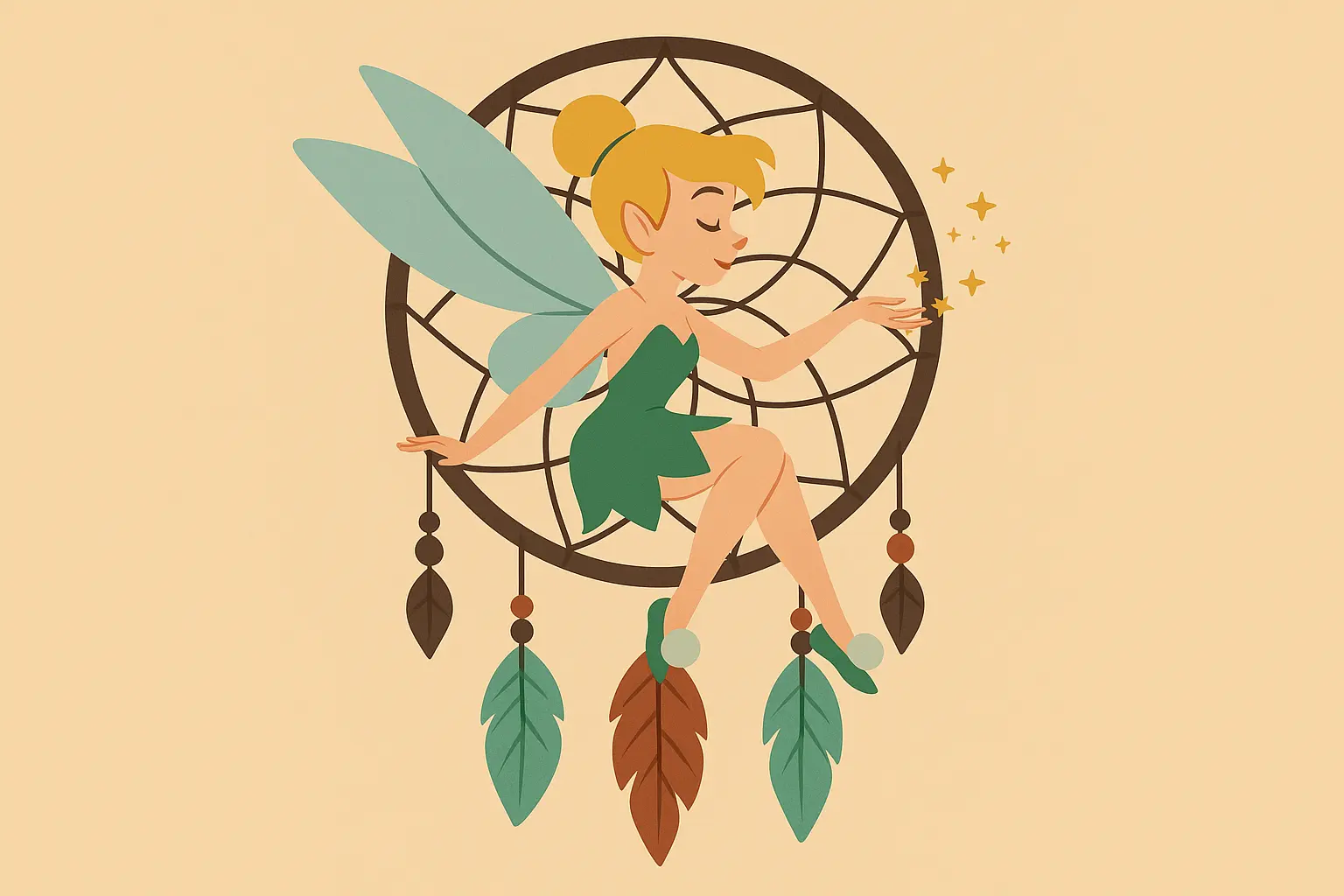 Symbolic Tinkerbell with meaningful elements tattoo design