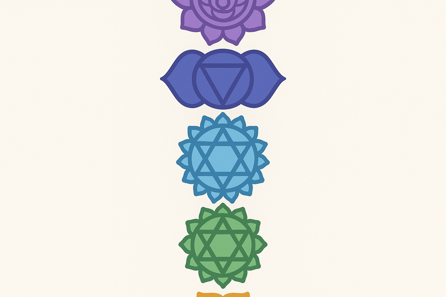 Chakra symbol integration chest tattoo with colorful energy centers