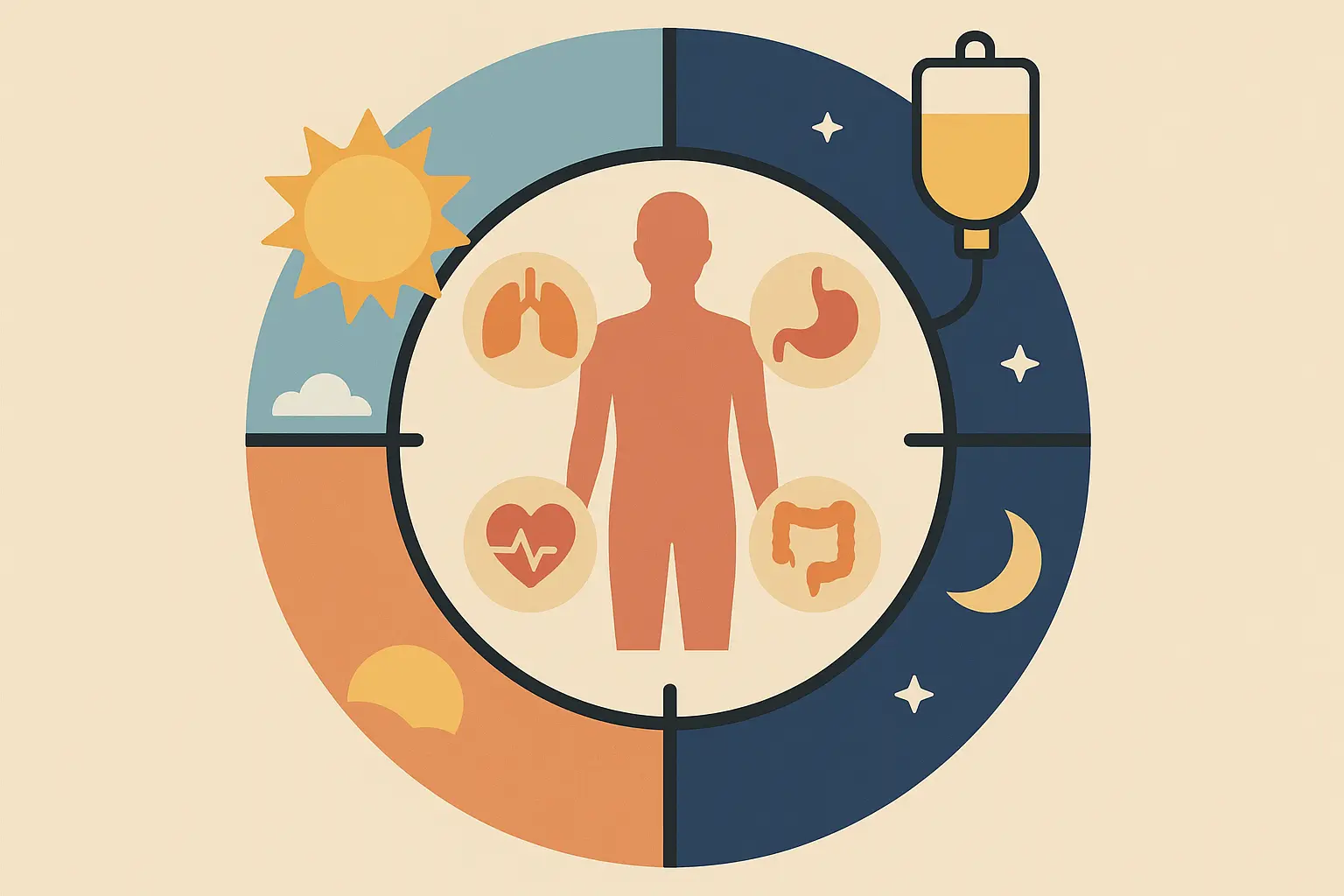 Circadian timing effects on saline IV therapy