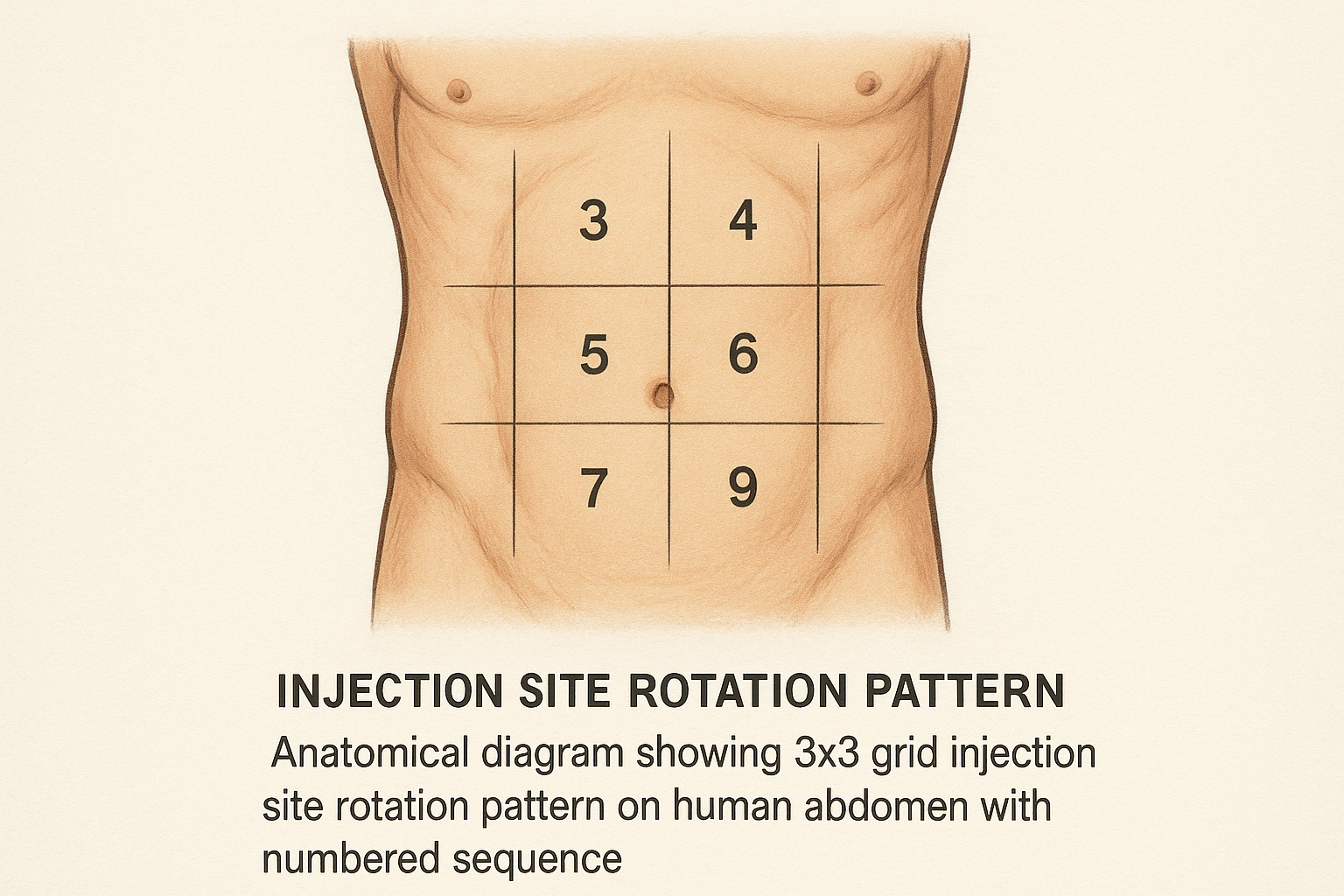 Professional injection site rotation grid system