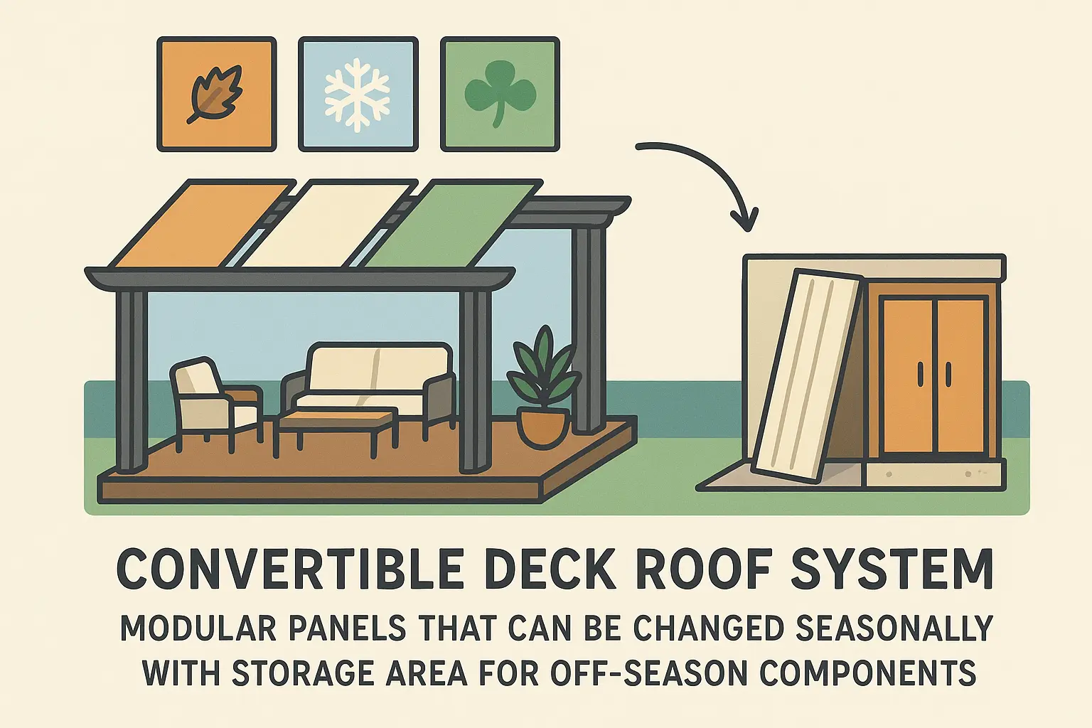 Convertible hardtop soft top system over deck