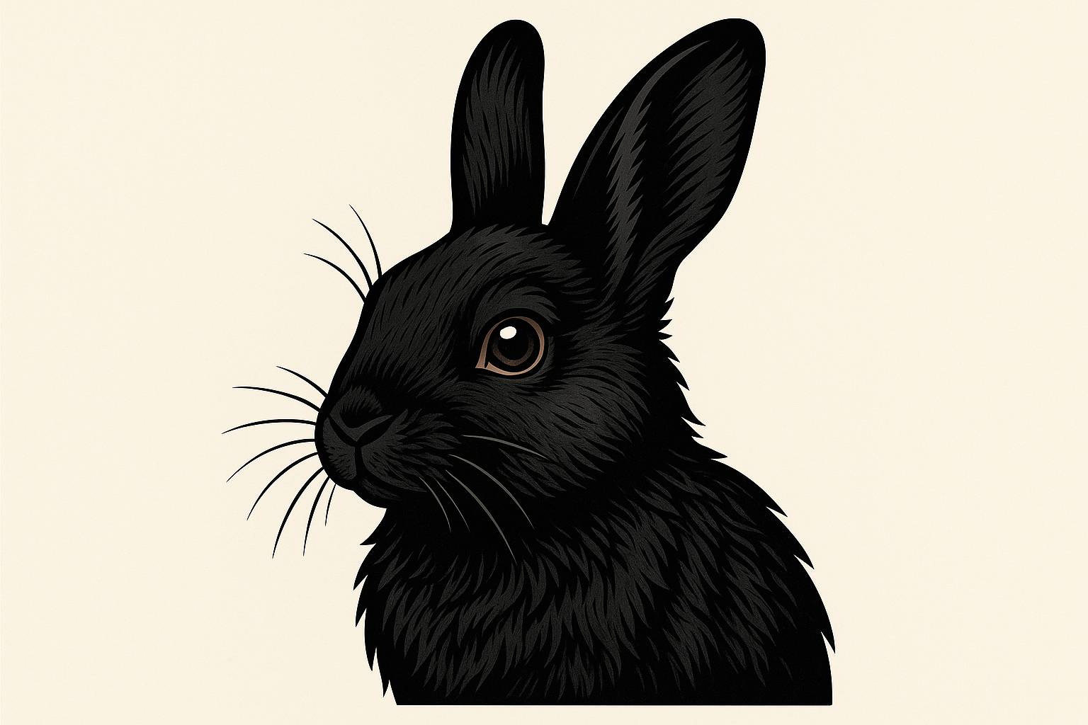 Realistic black rabbit tattoo portraits