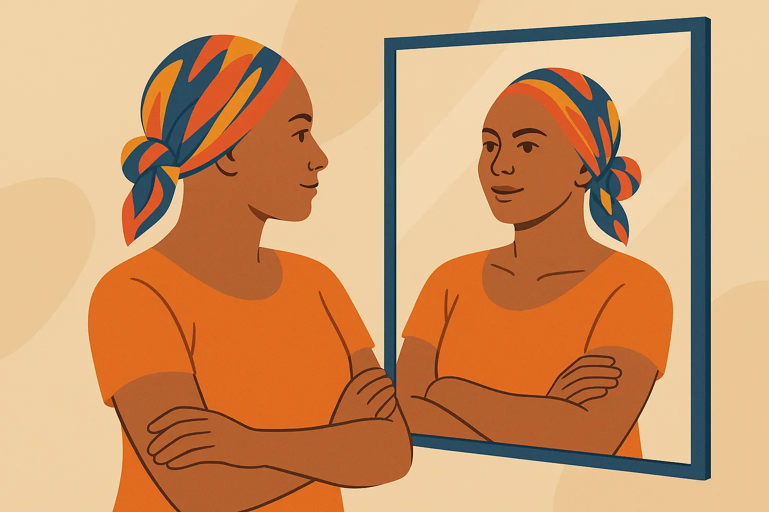 Person looking confident after overcoming hair loss challenge