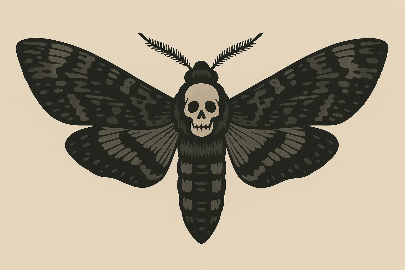 Death moth tattoo design with skull markings
