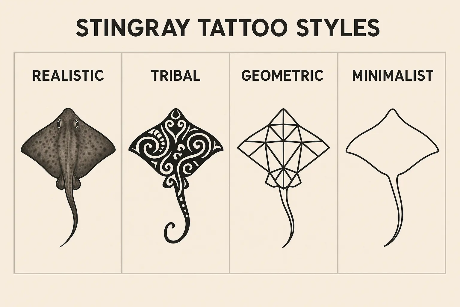 Comparison of different stingray tattoo styles and performance criteria