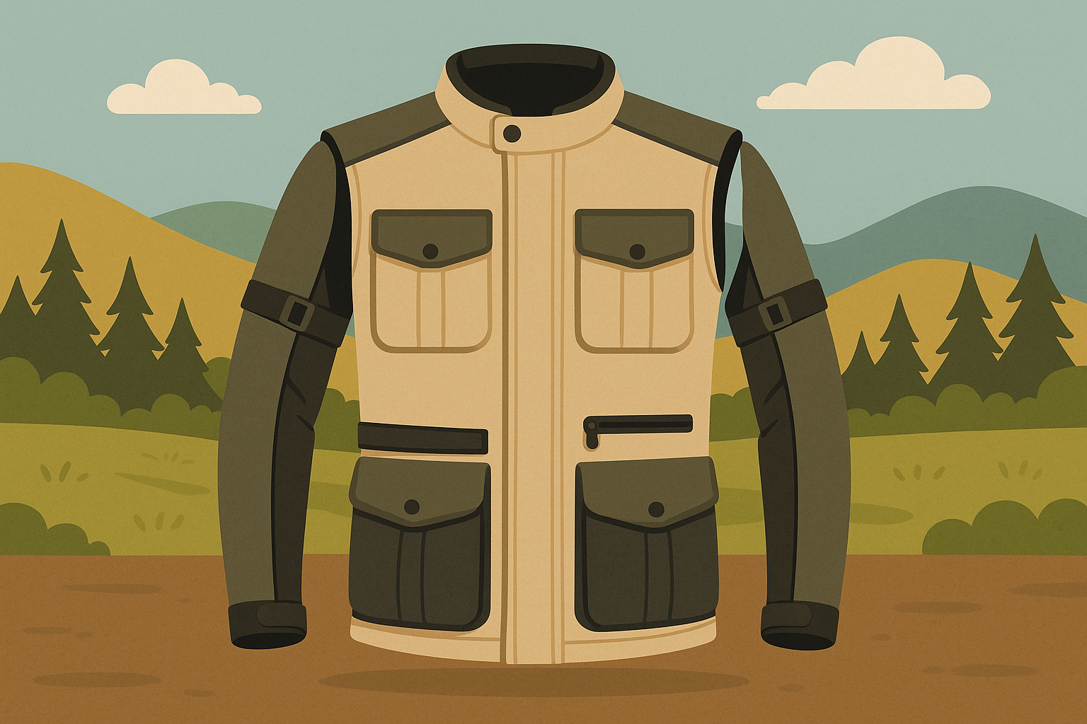 Adventure motorcycle jackets with modular design