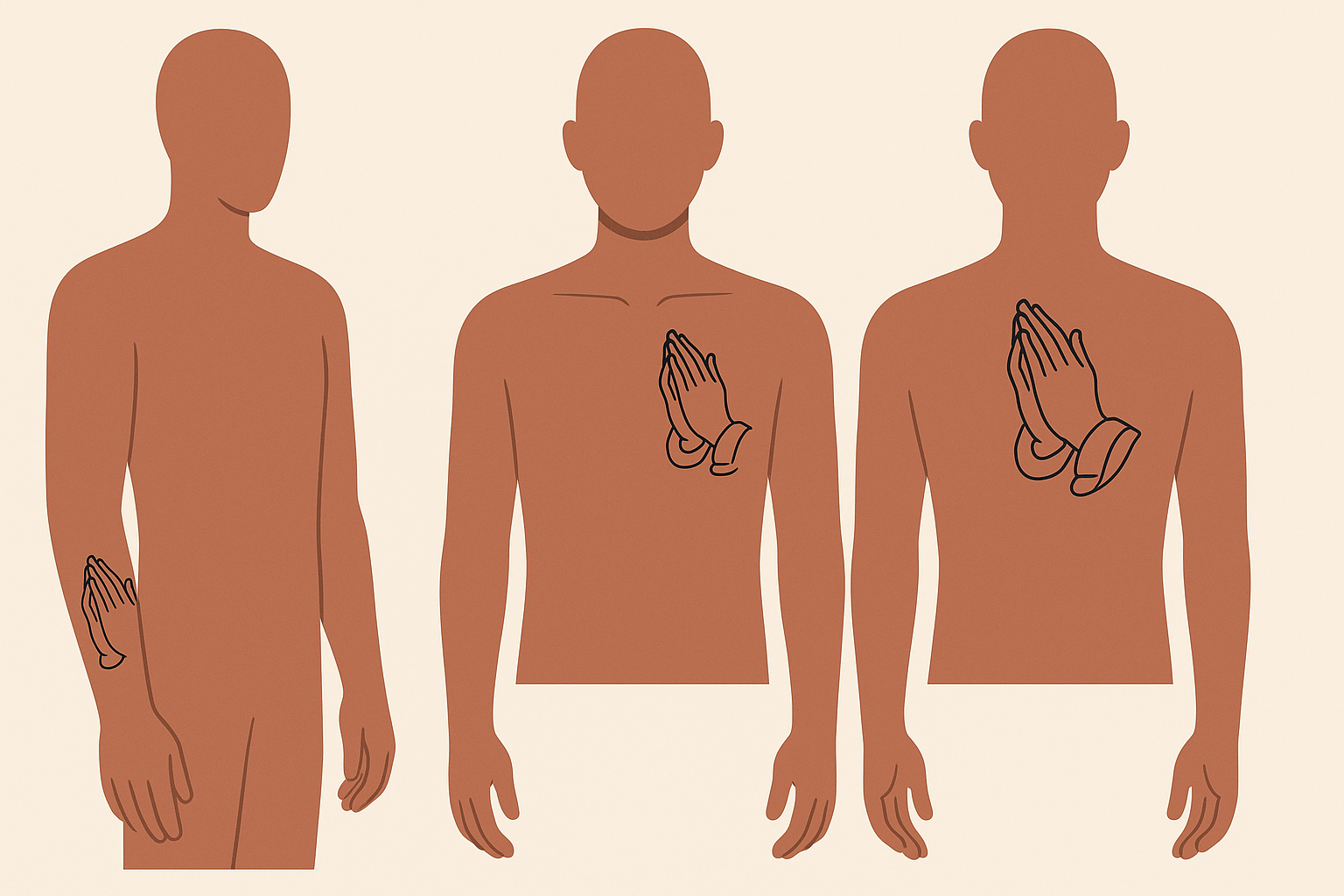Praying hands tattoo placement guide