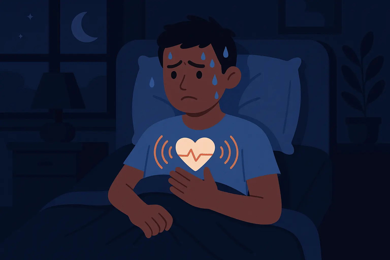 Person experiencing nocturnal panic attack