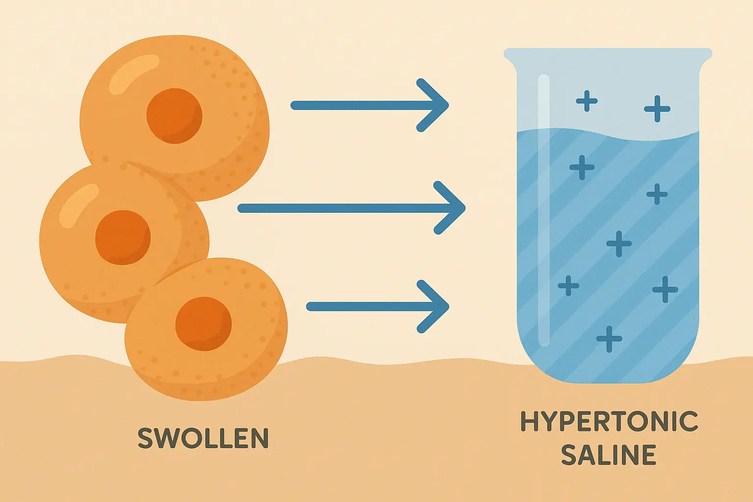 Hypertonic saline effects on cellular water movement