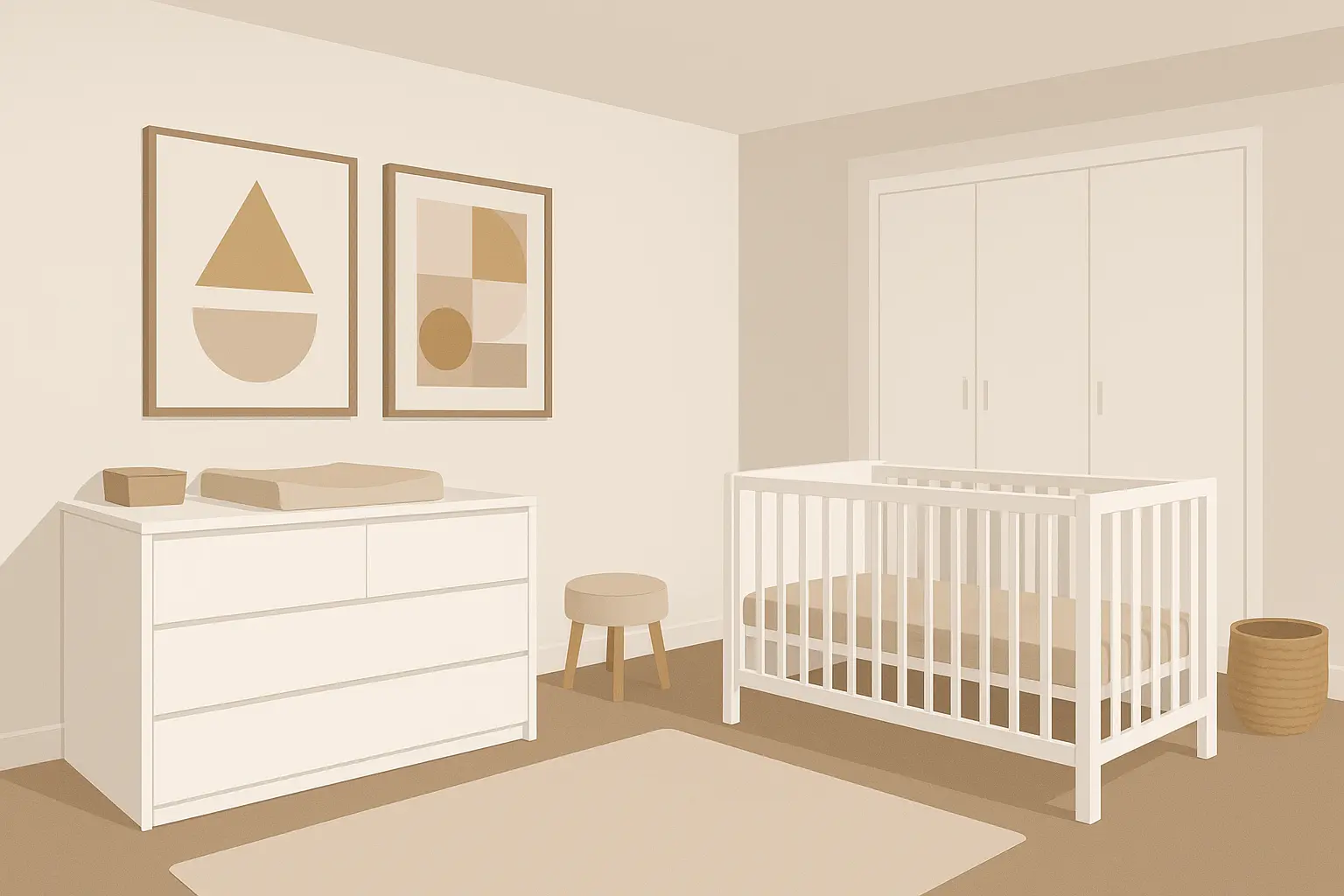 Modern minimalist baby girl nursery design