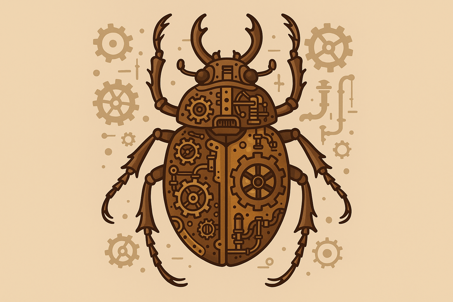 Steampunk mechanical beetle tattoo design