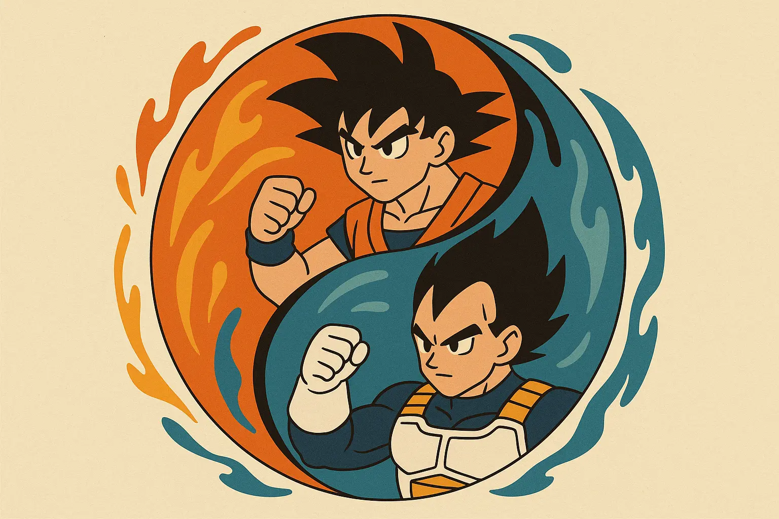 Goku and Vegeta yin-yang tattoo design