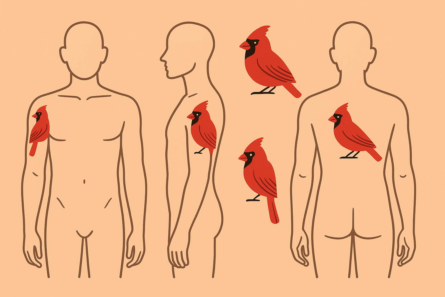 Traditional cardinal tattoo design with bold outlines