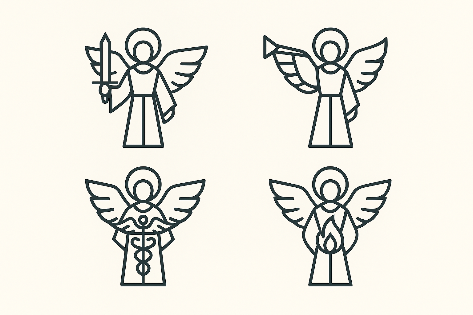 Minimalist archangel symbol set tattoo