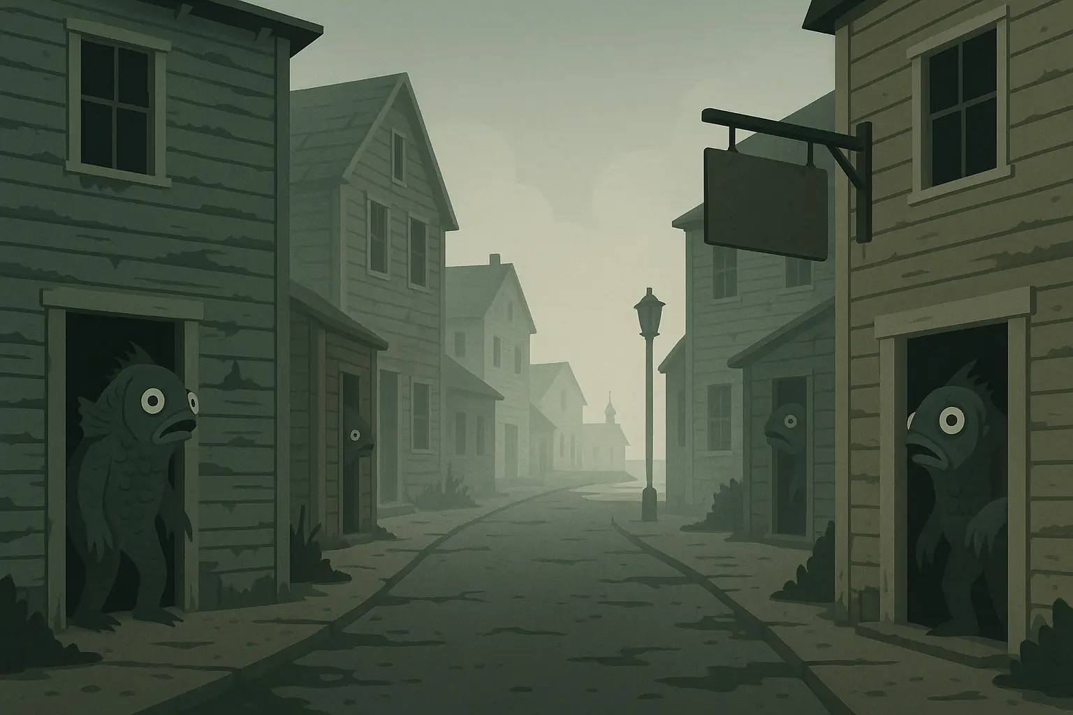The decaying coastal town of Innsmouth