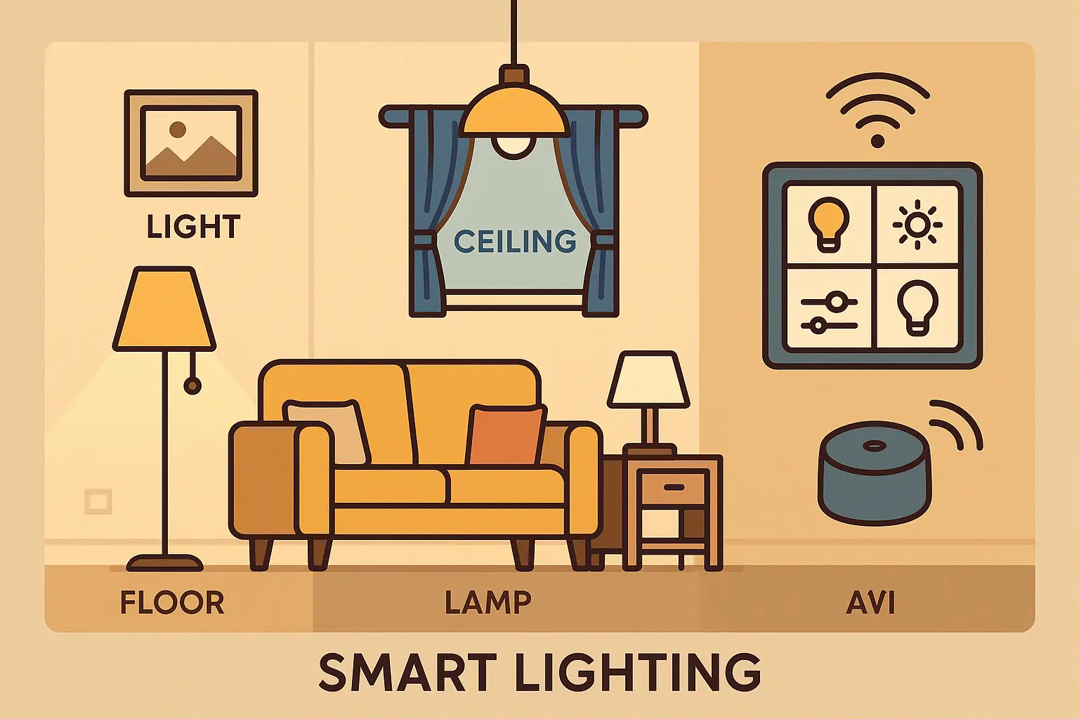 Smart lighting control system in living room