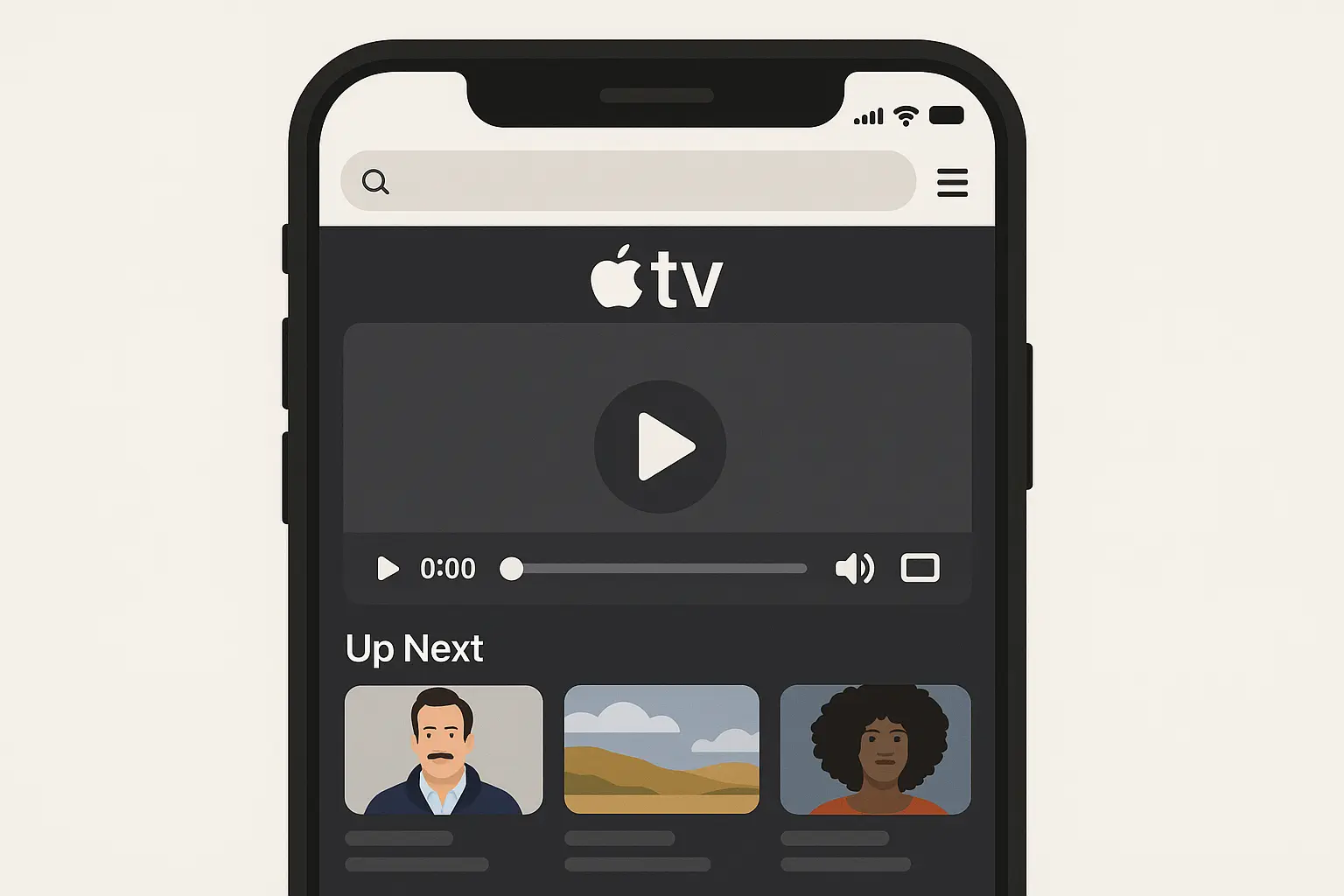 Apple TV web browser interface on mobile
