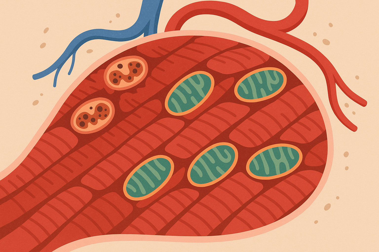 Mitochondrial dysfunction in leg muscles