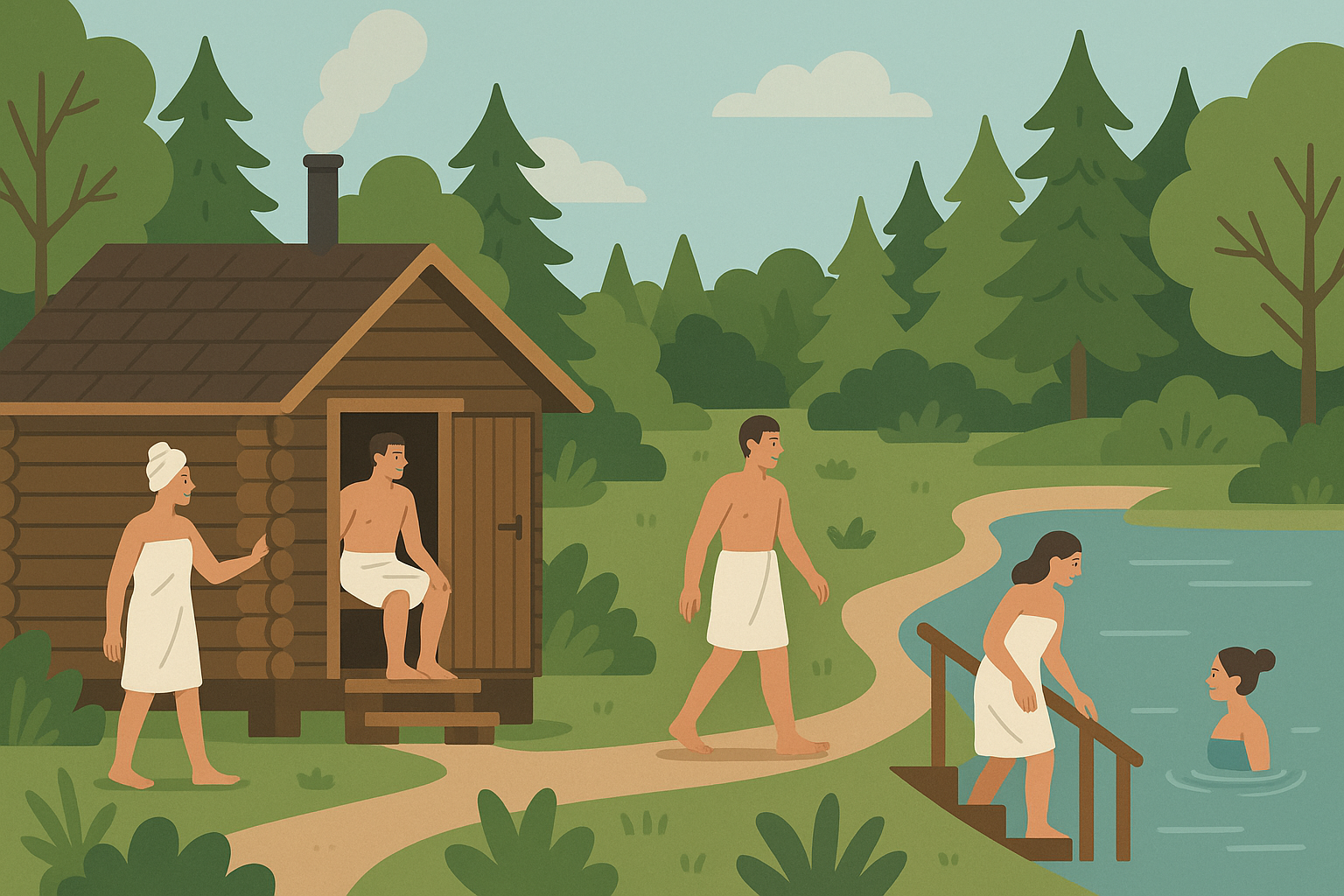 Finnish sauna users following traditional bathing cycles