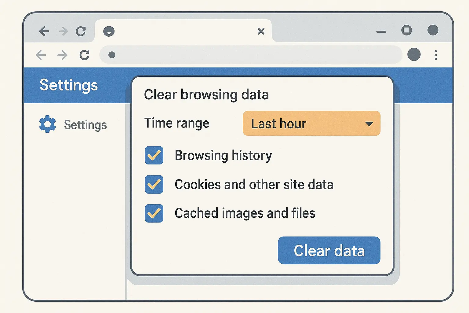Chrome browser cache clearing steps