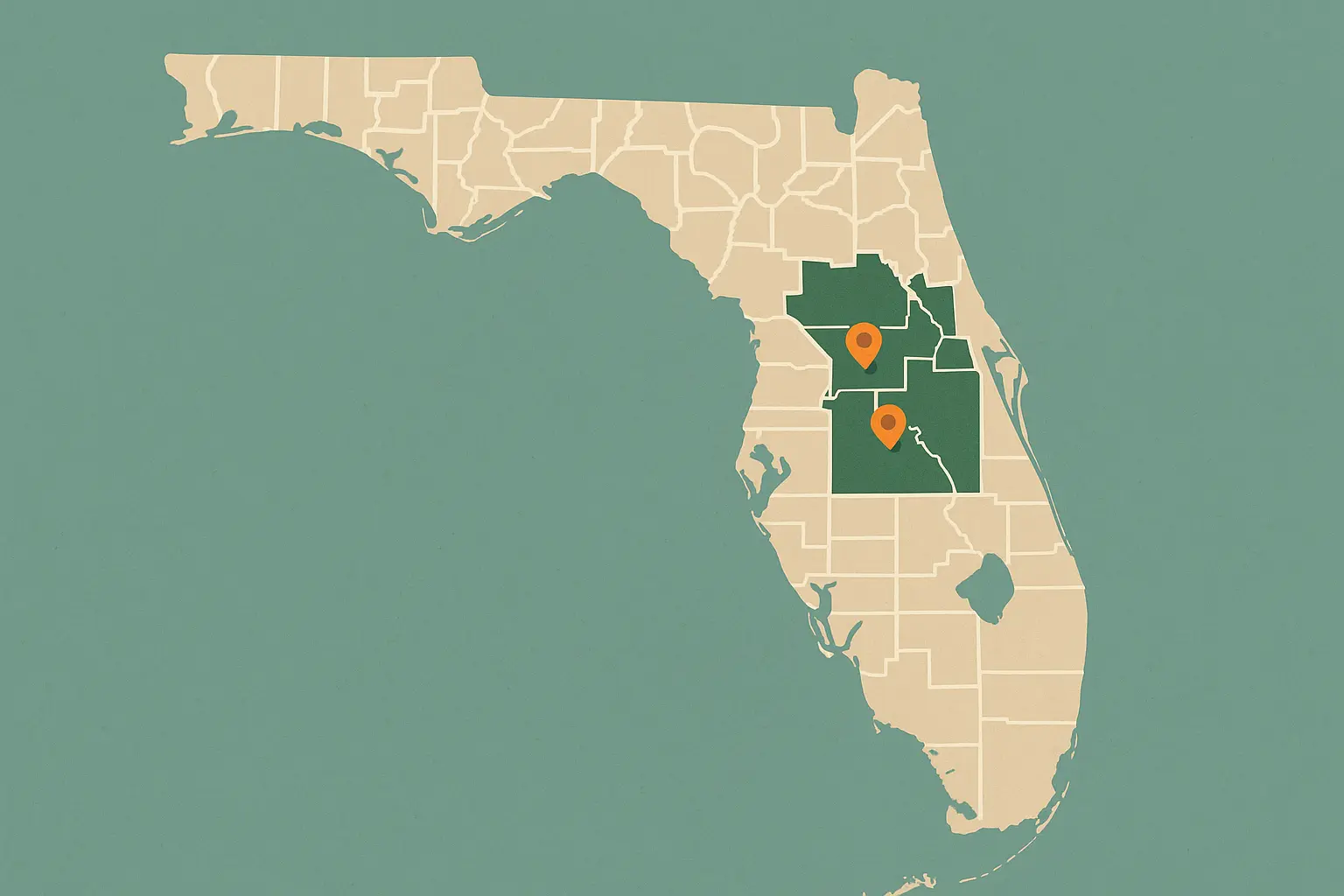 352 area code Florida map overview