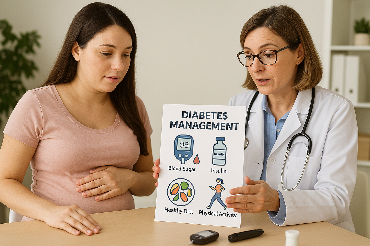 Gestational diabetes education session with pregnant woman