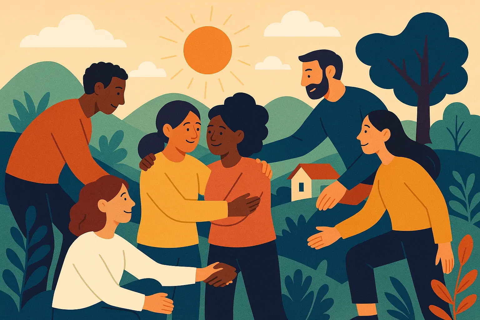 Diverse group of people sharing stories