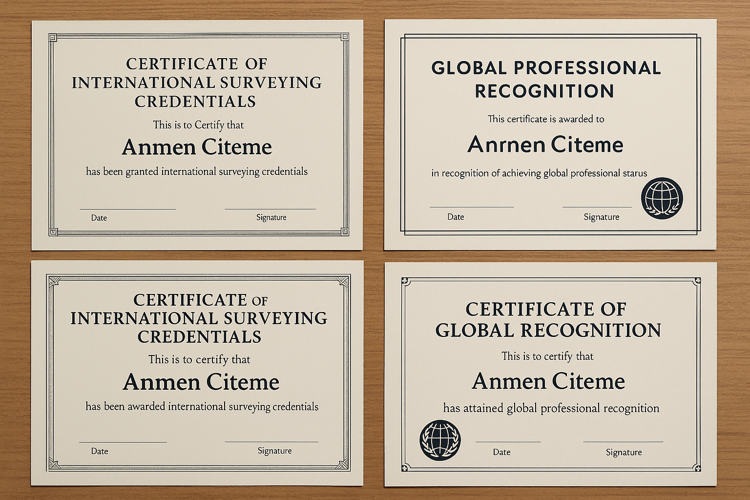 International professional recognition certificates