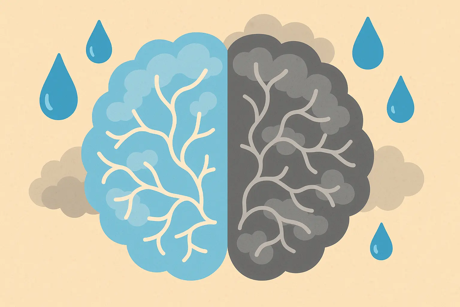 Brain dehydration and cognitive symptoms